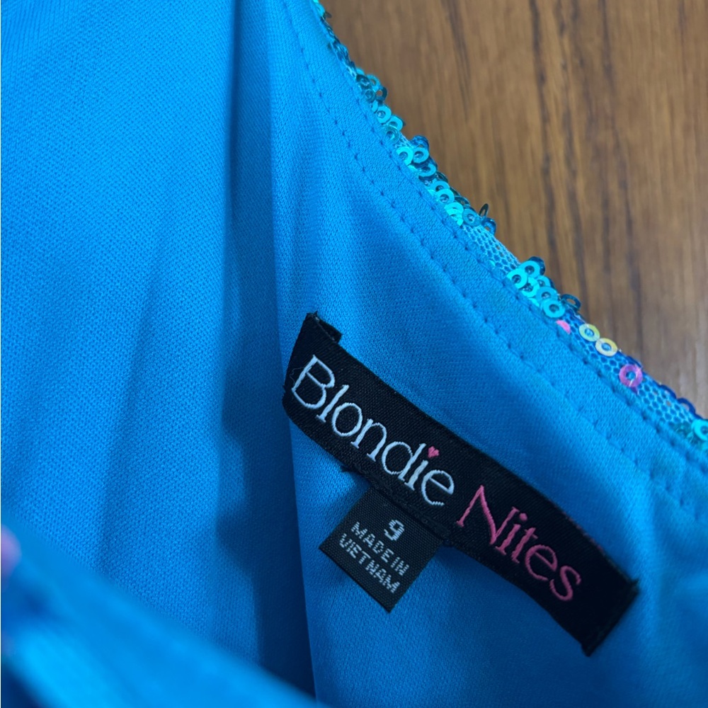 Blondie Nites Blue and Purple One-Shoulder Dress - Picture 7 of 7